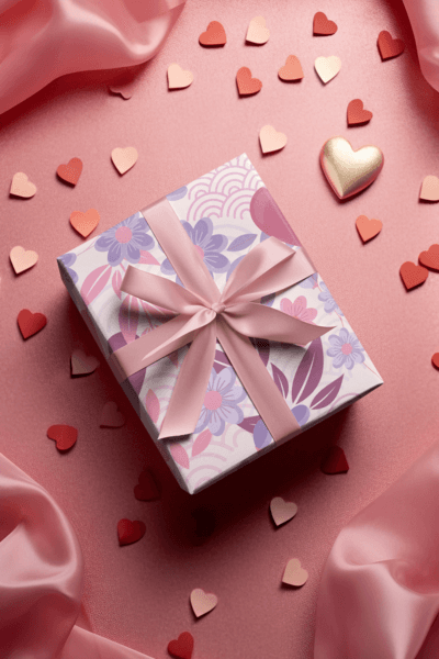 Wrapping Paper Mockup Featuring An Ai Generated Gift For Valentine's Day