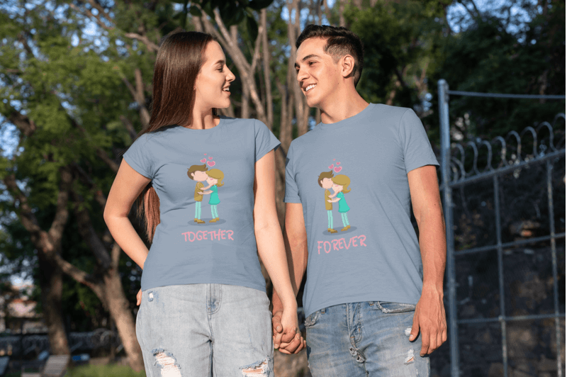 Couple Wearing Cheesy Valentines Day Tees