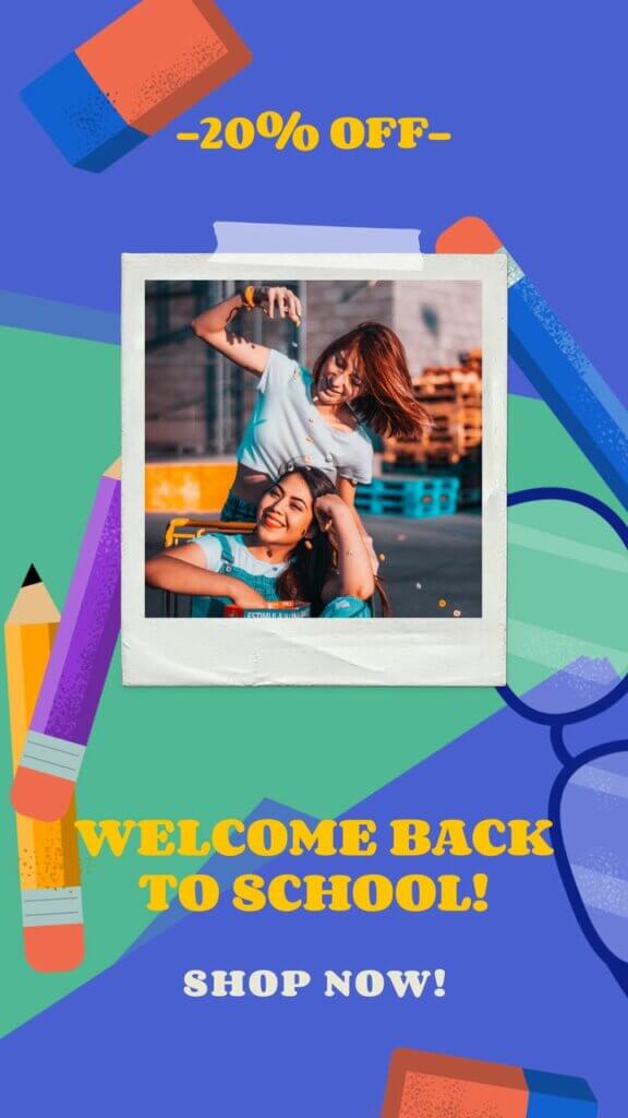 Instagram Story Design Template Featuring A Back To School Special Offer 3727e 4031 Easy Resize.com