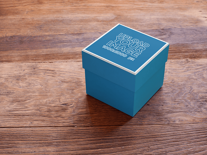 Label Mockup Of A Small Box Sitting On Top Of A Table