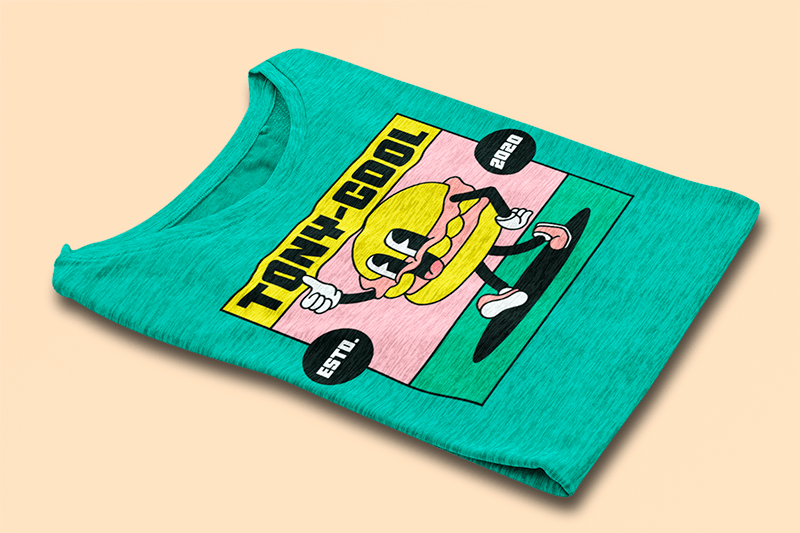 Mockup Of A Folded Heather T Shirt On A Colored Surface