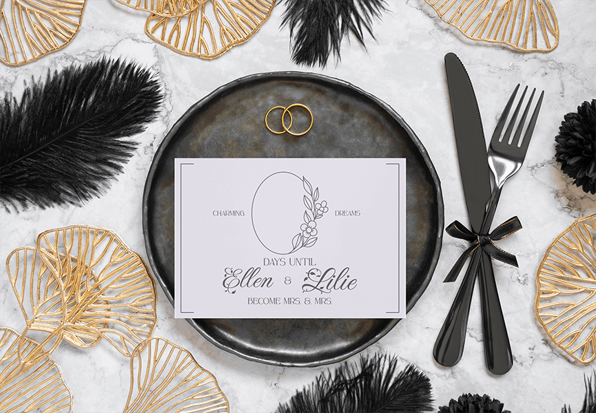 Mockup Of A Wedding Program Placed On A Plate In An Elegant Setting