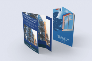 Mockup Of Two Wrap Around Brochures In A Plain Setting