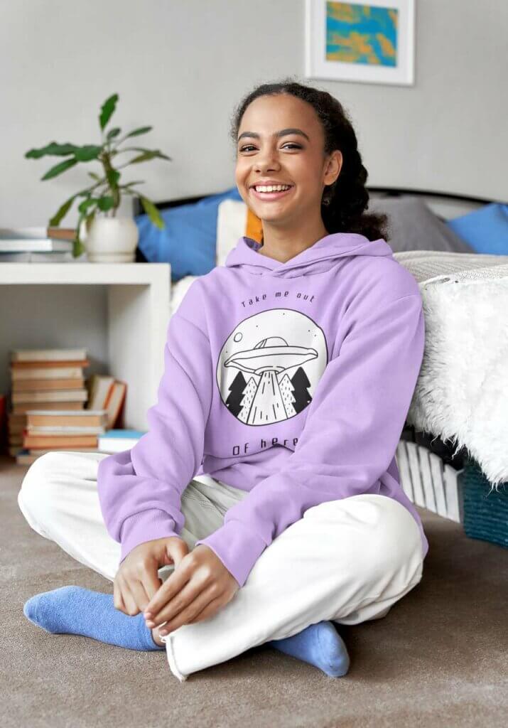 Pullover Hoodie Mockup Featuring A Smiling Young Woman Sitting On The Floor M9740 R El2 Easy Resize.com