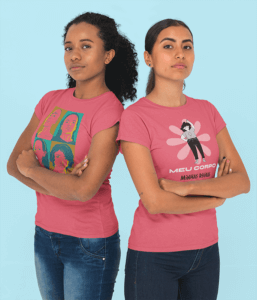 T Shirt Mockup Of Two Serious Women In A Studio