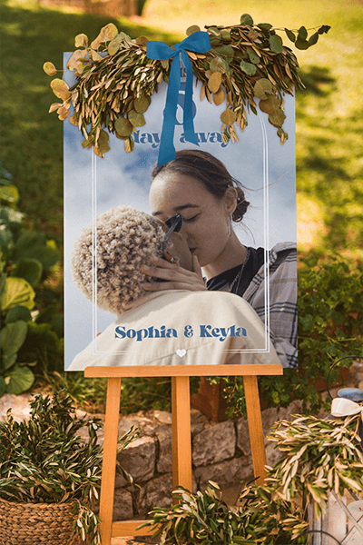Wedding Sign Mockup Featuring Plant Decorations