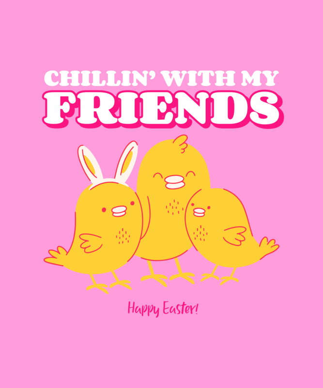 Cute T Shirt Design Template With Cartoonish Easter Characters