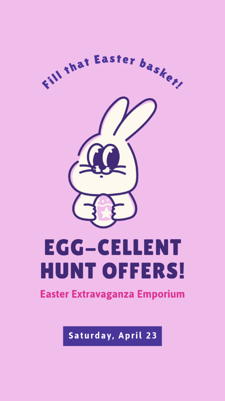 Instagram Story Generator With An Easter Bunny Graphic For An Egg Hunting Promo