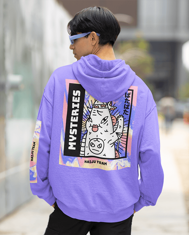 Back View Hoodie Mockup Featuring A Man Wearing Trendy Sunglasses