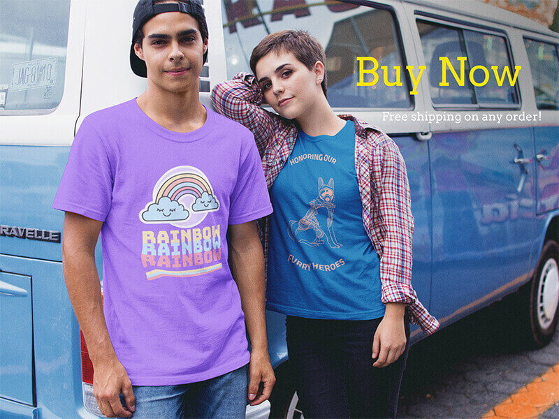 Couple Wearing Different Round Neck Tees Mockup Against A Blue Van A16443