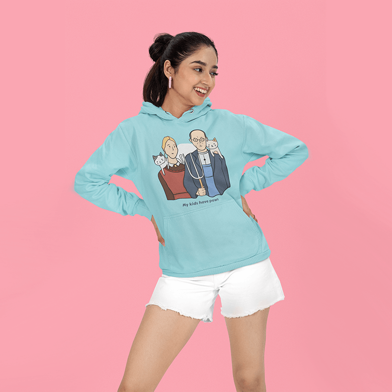 Pullover Hoodie Mockup Featuring A Happy Woman Posing With Her Hands On Her Waist