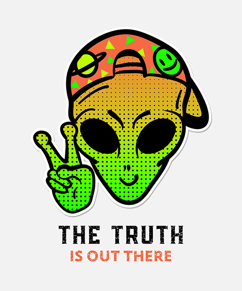 T Shirt Design Template Featuring An Alien Patch Graphic