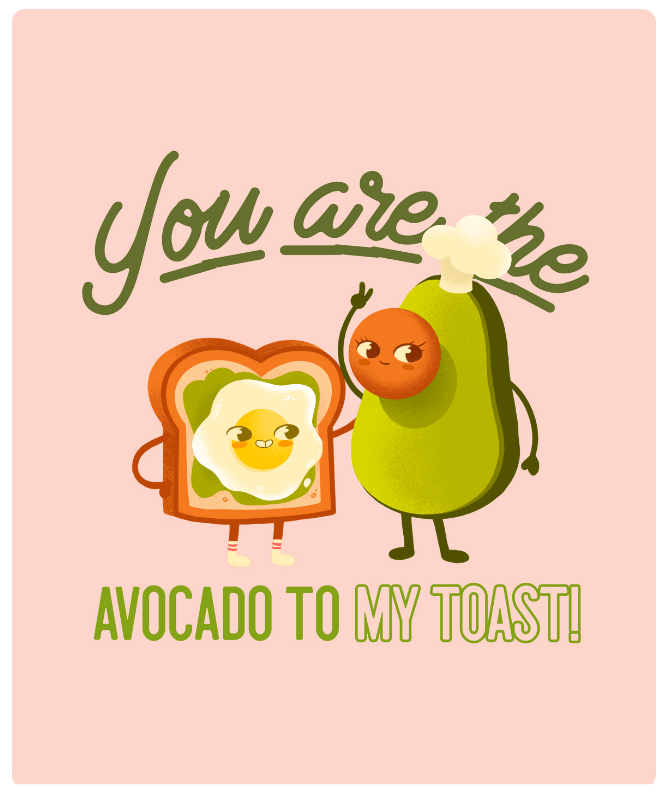 Cartoonish Themed T Shirt Design Generator Featuring An Avocado And A Toast For Bff Day