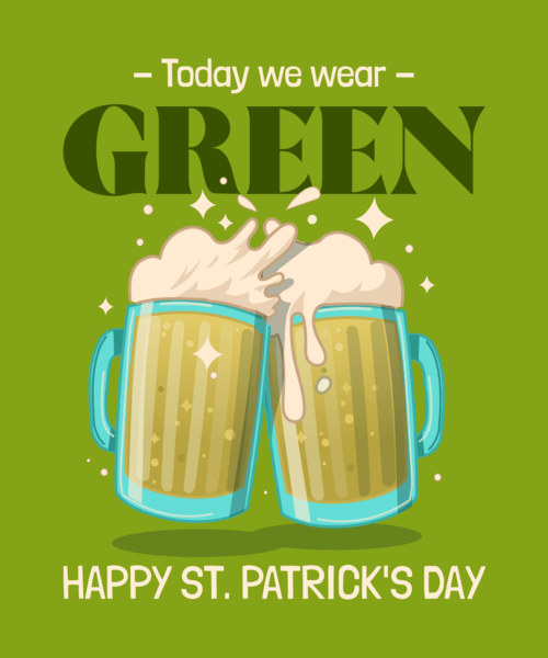 T Shirt Design Generator Featuring Illustrated Clinking Beer Mugs For St. Patrick's Day