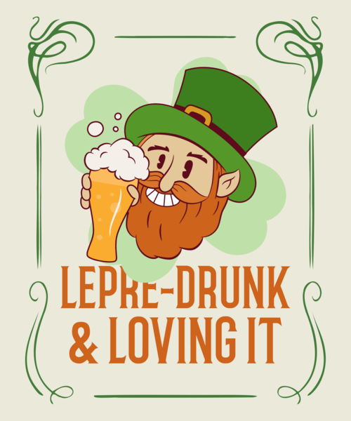 T Shirt Design Maker For St. Patrick's Day Featuring A Leprechaun Cartoon With A Beer