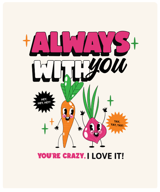 T Shirt Design Template With Illustrated Cartoon Vegetables For Bff Day