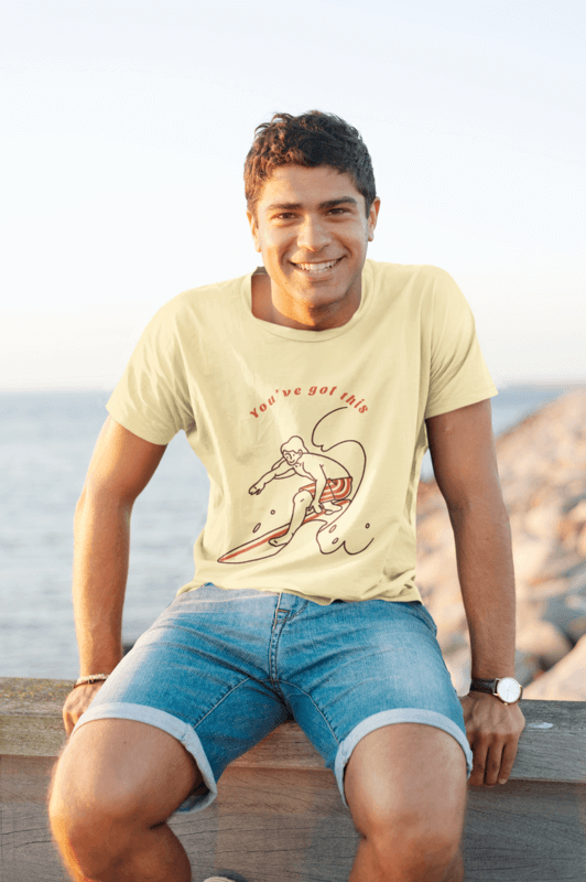 Tee Mockup Of A Smiling Man By The Ocean