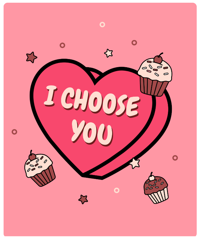 Valentine's Day T Shirt Design Maker Featuring Cupcake Illustrations