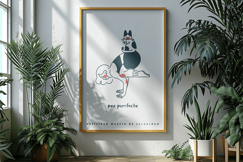 Ai Generated Mockup Of An Art Print Placed In A Relaxing Setting With Indoor Plants