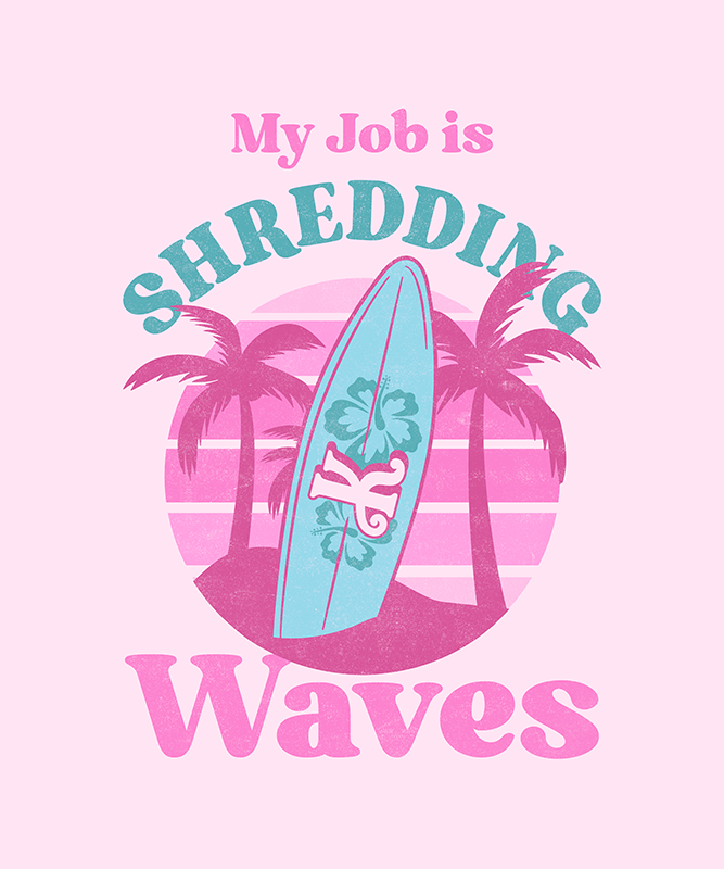 Barbie Inspired T Shirt Design Maker With A Summer Theme And Surfing Board Graphics