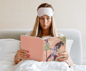 Book Mockup Of A Woman Reading In Bed