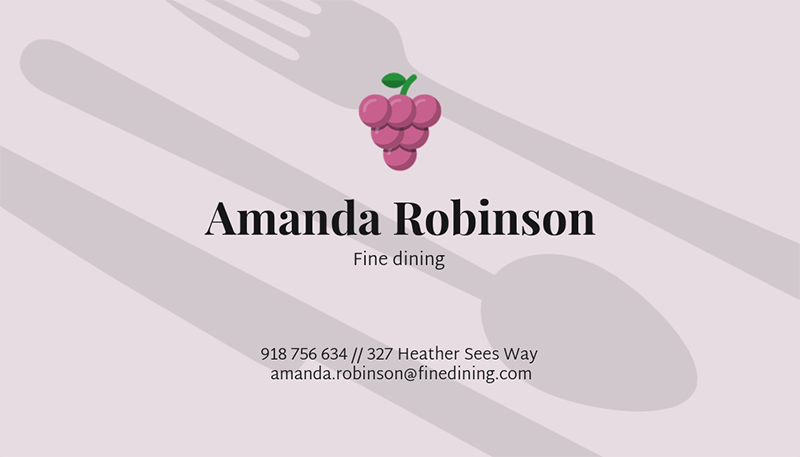 Business Card Template For A Catering Service With Food Illustrations