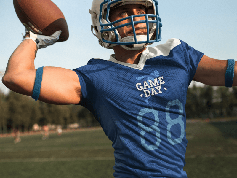 Football Jersey Generator Quarterback Throwing While At The Field