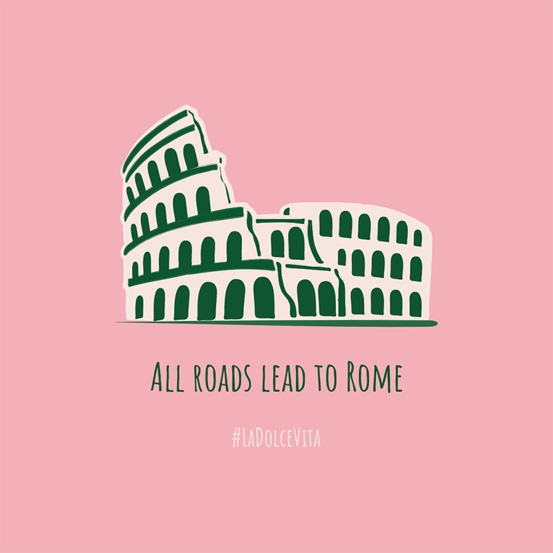Instagram Post Template With An Illustration Of The Roman Coliseum
