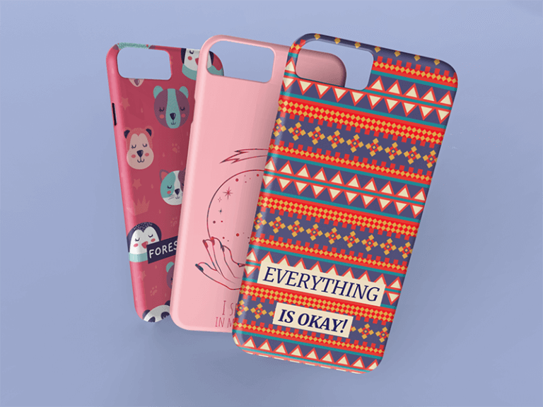 Mockup Featuring Three Different Iphone Cases
