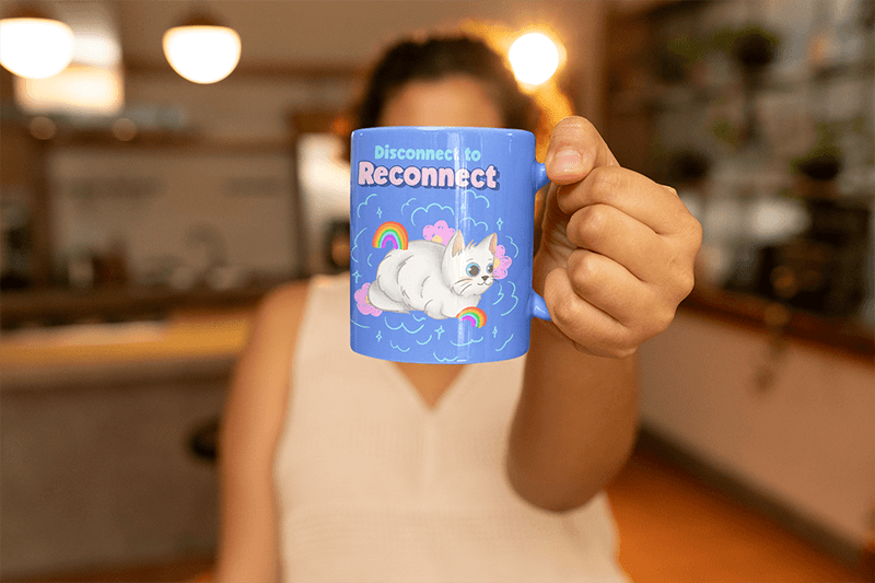 Mockup Of A Woman Holding An 11 Oz Coffee Mug In Front Of Her Face