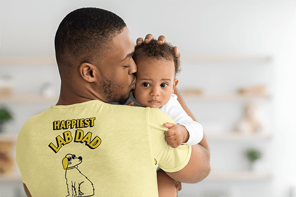 Sublimated Tee Mockup Of The Back Of A Dad Kissing His Baby