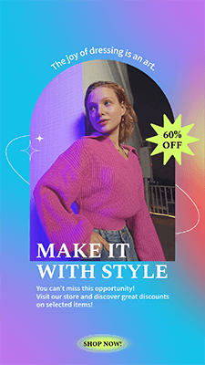 Gradient Styled Instagram Story Creator Featuring Promos For A Clothing Brand
