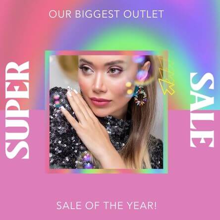 Instagram Post Design Generator For A Fashion Special Sale Featuring A Holographic Frame