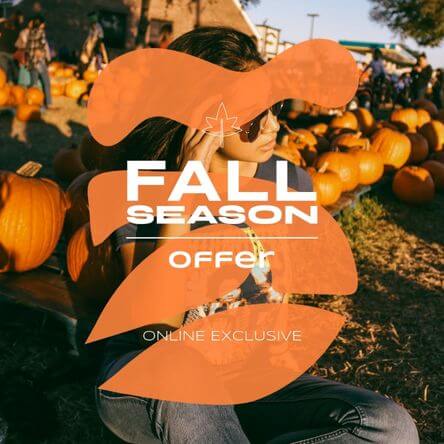 Instagram Post Generator For A Fall Season Sale Featuring Some Colorful Pumpkins In The Background