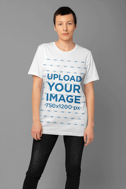 Mockup Of An Androgynous Woman Wearing A Slouchy Tee