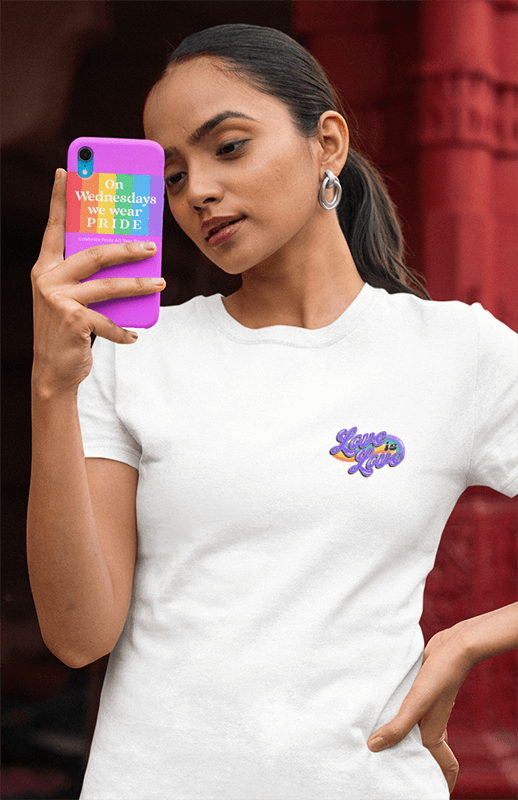 Phone Case And Tee Mockup Featuring A Woman Taking A Picture