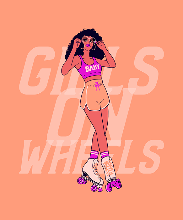 T Shirt Design Generator With A Graphic Of A Trendy Skater Girl