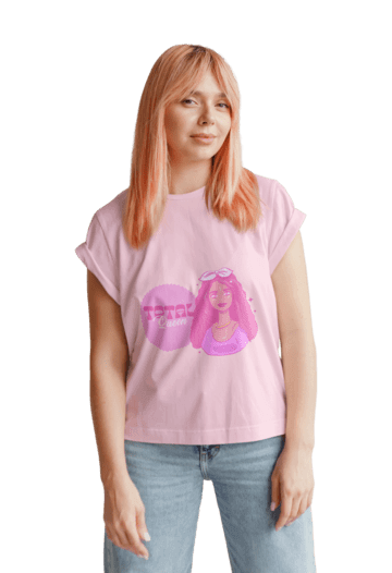 Transparent T Shirt Mockup Of A Pink Haired Woman Posing In Front Of A Wall 41939 R El2