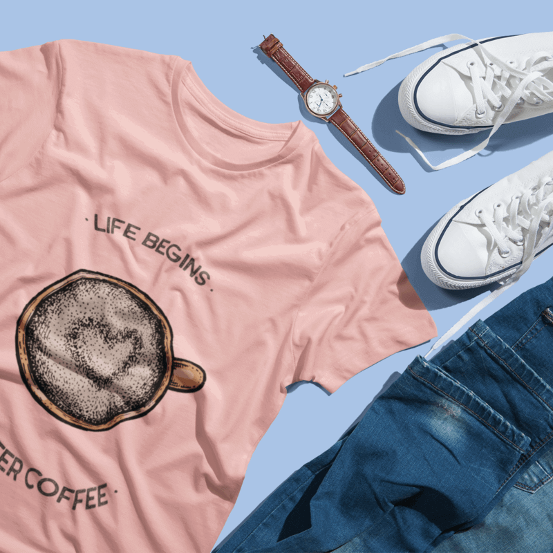 T Shirt Mockup Featuring Jeans And Sneakers