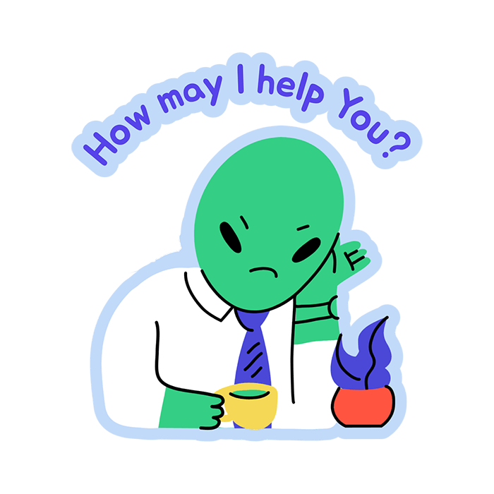 Sticker Design Creator Featuring An Alien At Its Office