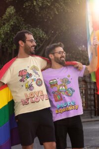 Summer T Shirt Mockup Of A Happy Couple Celebrating Lgbtq Pride