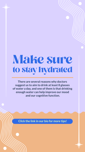 Instagram Story Template Featuring Helpful Tips To Stay Hydrated