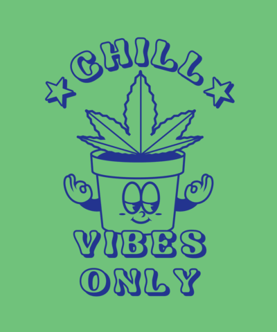 T Shirt Design Template Featuring An Illustrated Marijuana Plant Pot Cartoon 5366i (1)