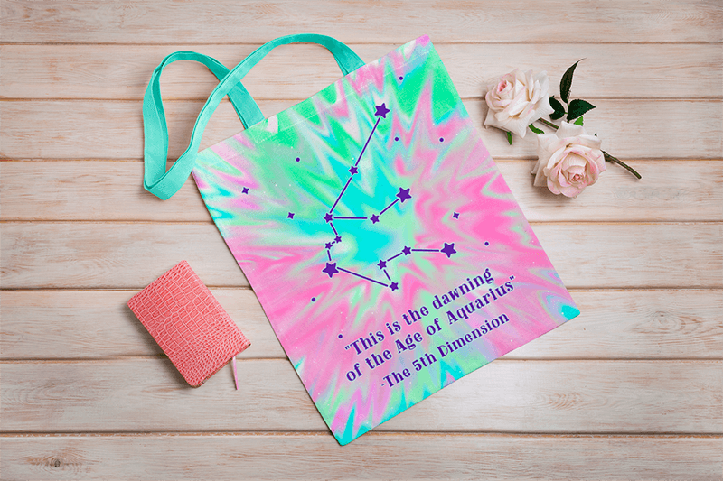 Sublimated Tote Bag Mockup Featuring Fake Flowers