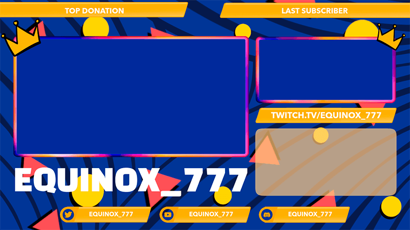 Gaming Twitch Overlay Maker With Colorful Graphics With Two Live Webcams