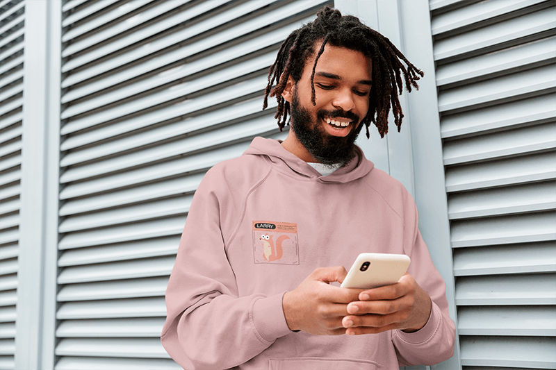 Pullover Hoodie Mockup Of A Happy Man Texting 41648 R El2