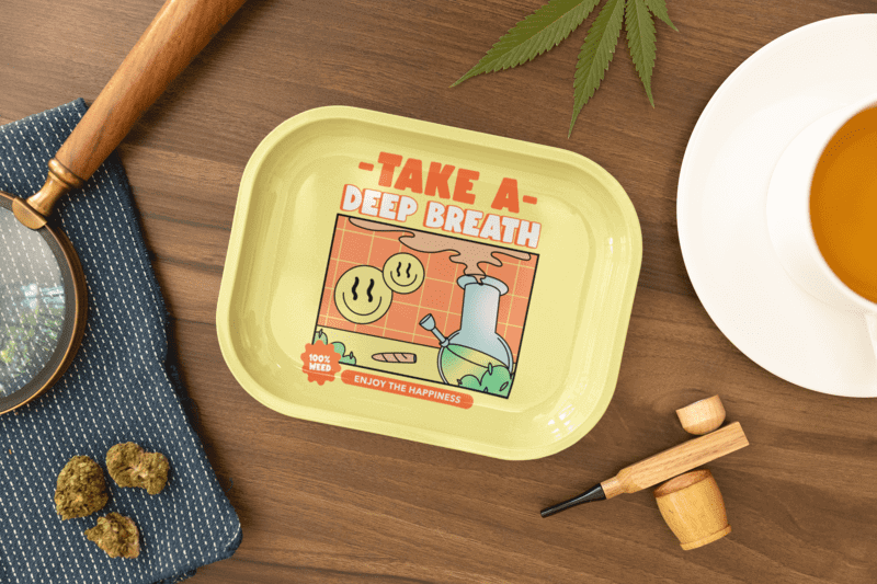 Rolling Tray Mockup Featuring A Minimalist Smoke Sesh Setting