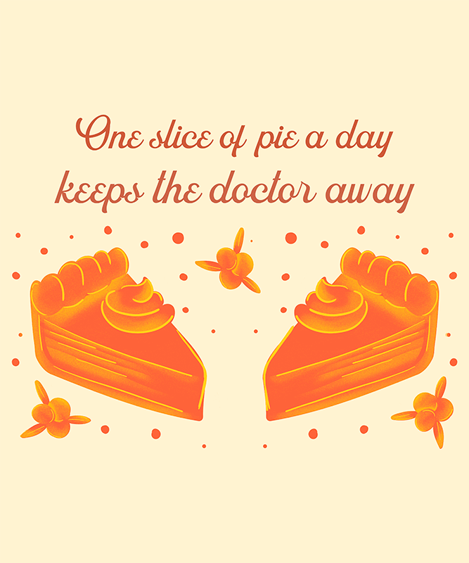 Fall Themed T Shirt Design Maker With A Quote And Two Slices Of Pumpkin Pie
