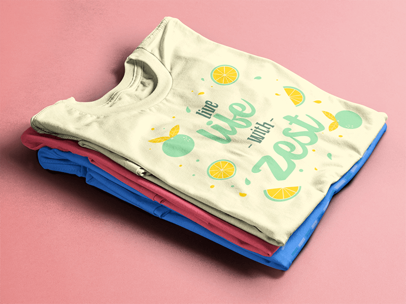 Folded T Shirts Mockup Over A Flat Backdrop