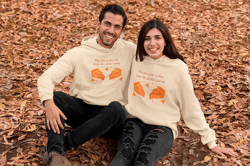 Hoodie Mockup Of A Young Couple In Autumn
